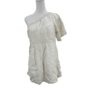 Women's Lcd Luxe Essentials Denim Dress, Size L, White, One Shoulder